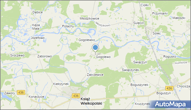 mapa Gogolewo, Gogolewo gmina Książ Wielkopolski na mapie Targeo